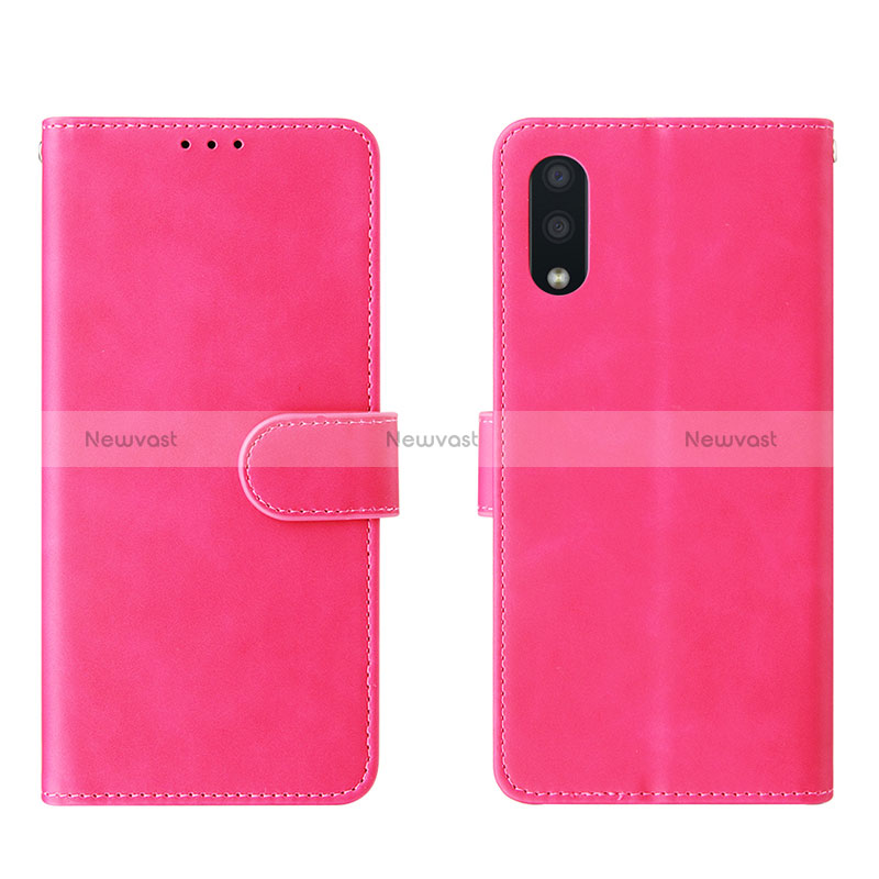 Leather Case Stands Flip Cover Holder L01Z for Samsung Galaxy A02 Hot Pink