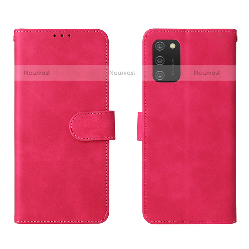 Leather Case Stands Flip Cover Holder L01Z for Samsung Galaxy A02s Hot Pink