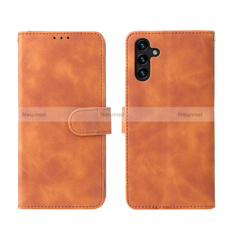Leather Case Stands Flip Cover Holder L01Z for Samsung Galaxy A13 5G Brown