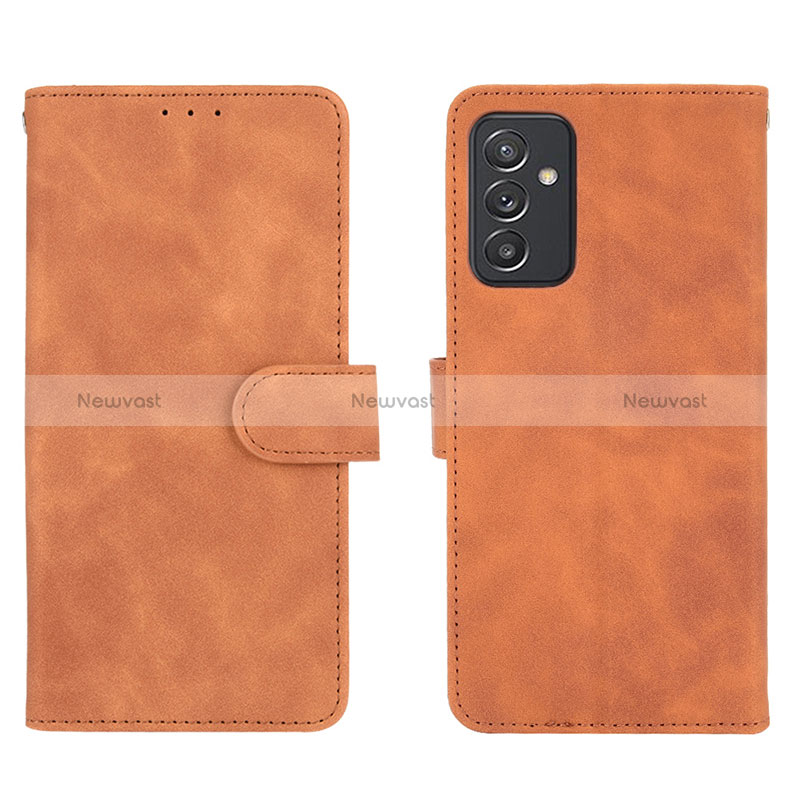 Leather Case Stands Flip Cover Holder L01Z for Samsung Galaxy A15 4G Brown