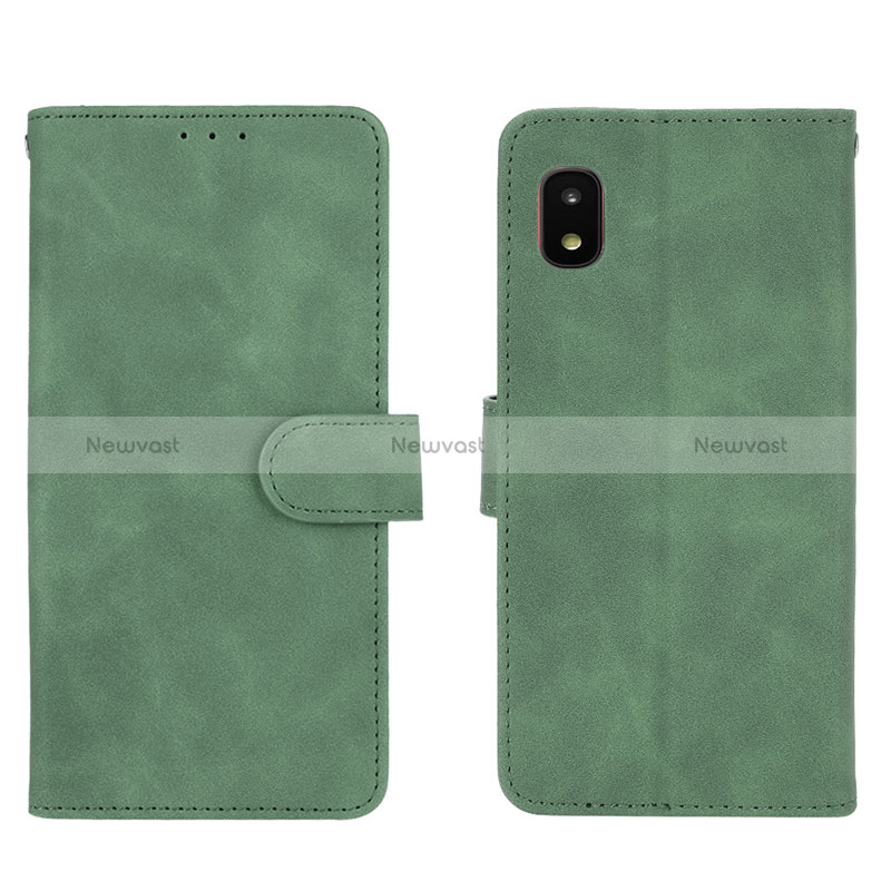 Leather Case Stands Flip Cover Holder L01Z for Samsung Galaxy A21 SC-42A Green