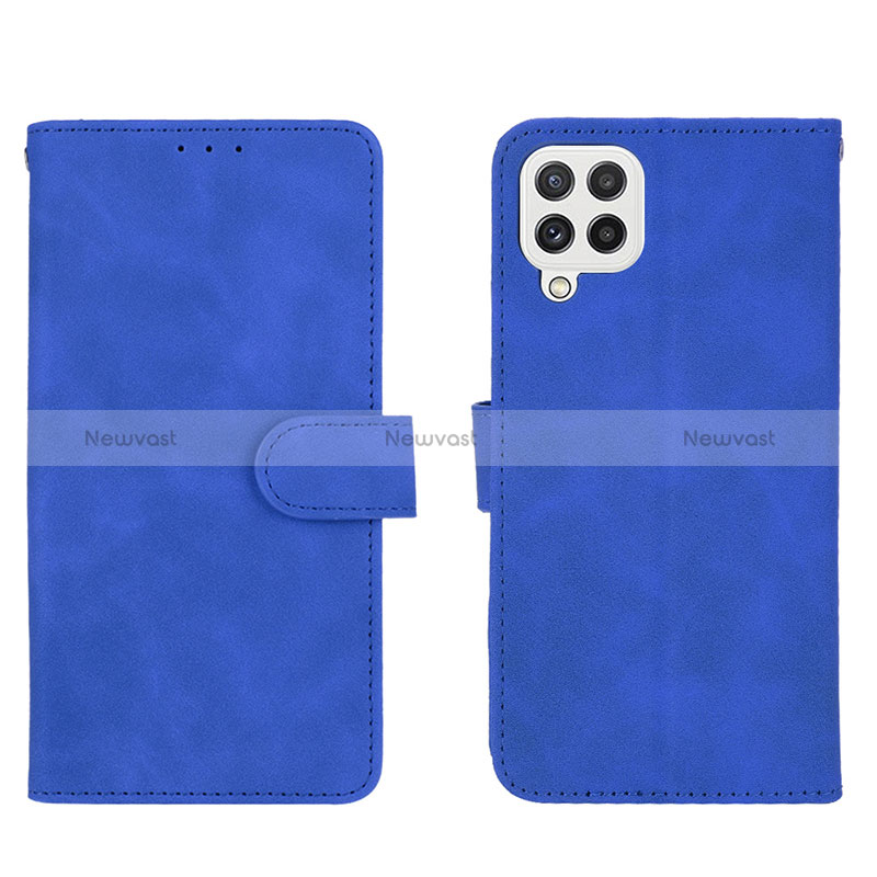 Leather Case Stands Flip Cover Holder L01Z for Samsung Galaxy A22 4G Blue