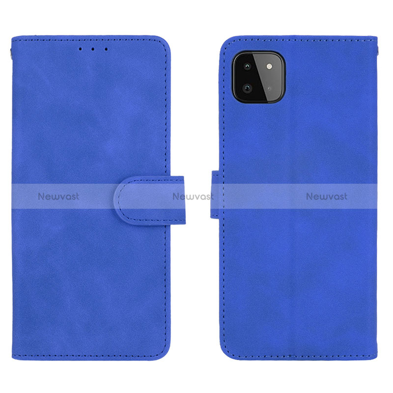 Leather Case Stands Flip Cover Holder L01Z for Samsung Galaxy A22s 5G Blue