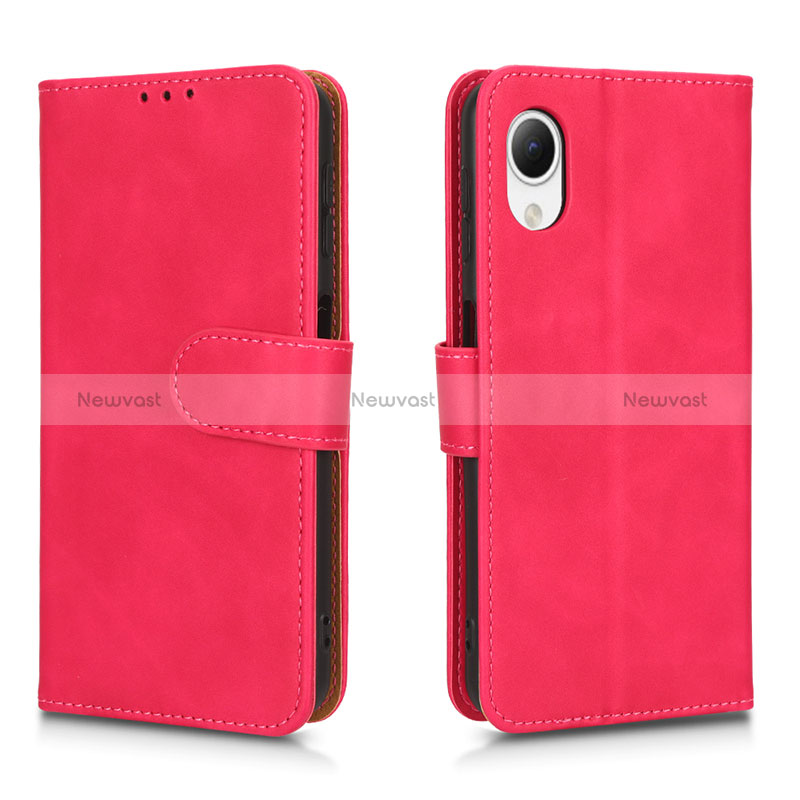 Leather Case Stands Flip Cover Holder L01Z for Samsung Galaxy A23 5G SC-56C Hot Pink