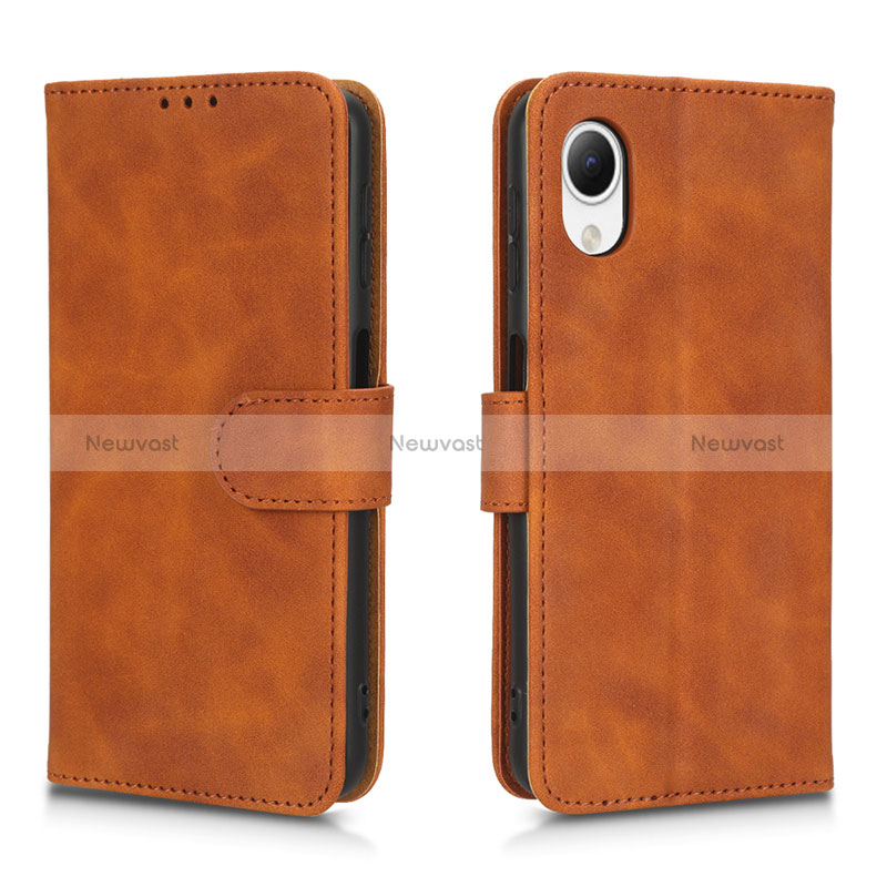 Leather Case Stands Flip Cover Holder L01Z for Samsung Galaxy A23s Brown