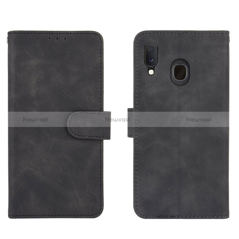 Leather Case Stands Flip Cover Holder L01Z for Samsung Galaxy A30 Black