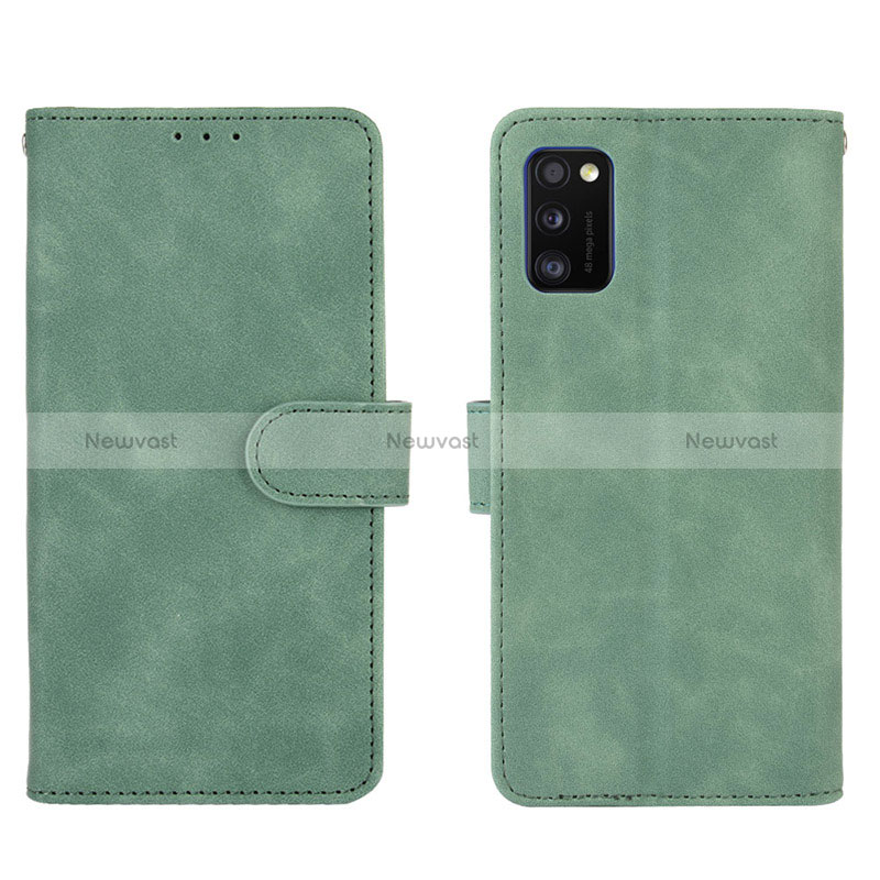 Leather Case Stands Flip Cover Holder L01Z for Samsung Galaxy A41 Green