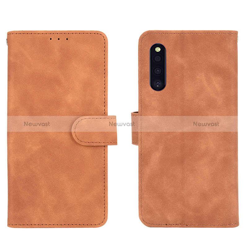 Leather Case Stands Flip Cover Holder L01Z for Samsung Galaxy A41 SC-41A Brown