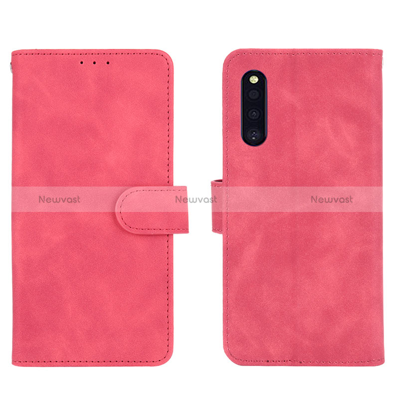 Leather Case Stands Flip Cover Holder L01Z for Samsung Galaxy A41 SC-41A Hot Pink