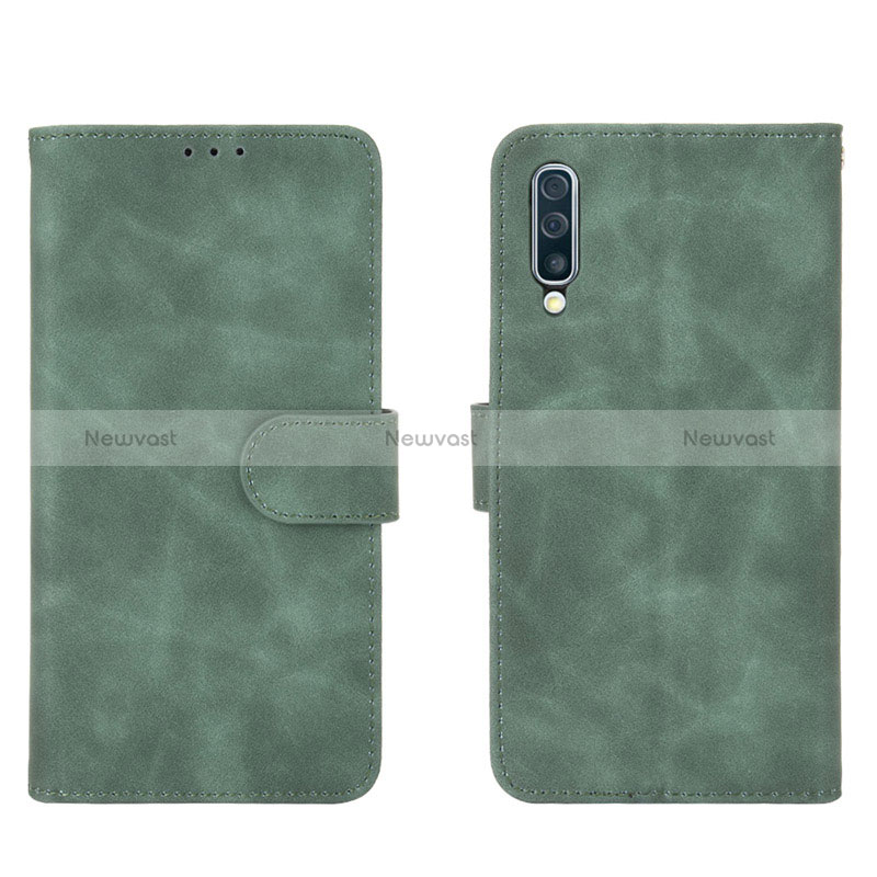 Leather Case Stands Flip Cover Holder L01Z for Samsung Galaxy A50 Green