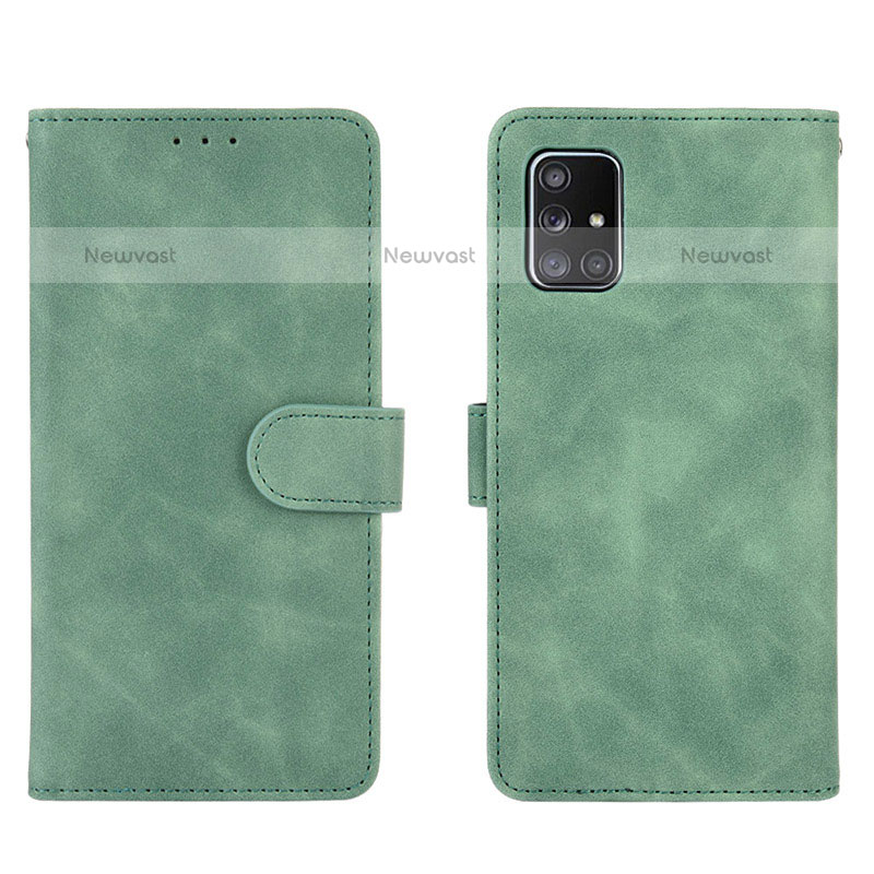 Leather Case Stands Flip Cover Holder L01Z for Samsung Galaxy A51 4G Green