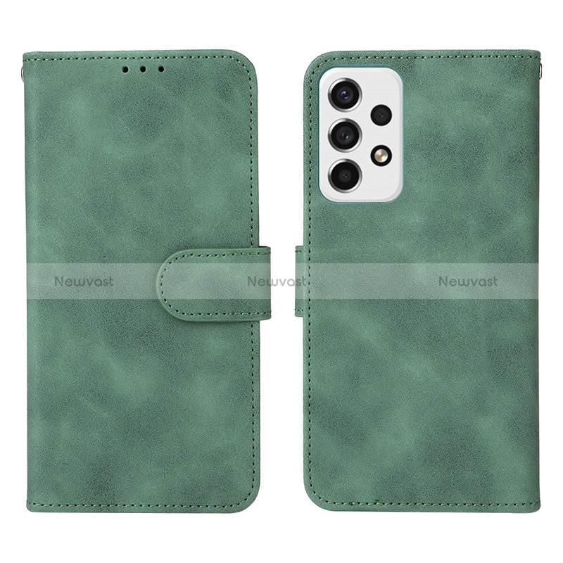 Leather Case Stands Flip Cover Holder L01Z for Samsung Galaxy A53 5G Green