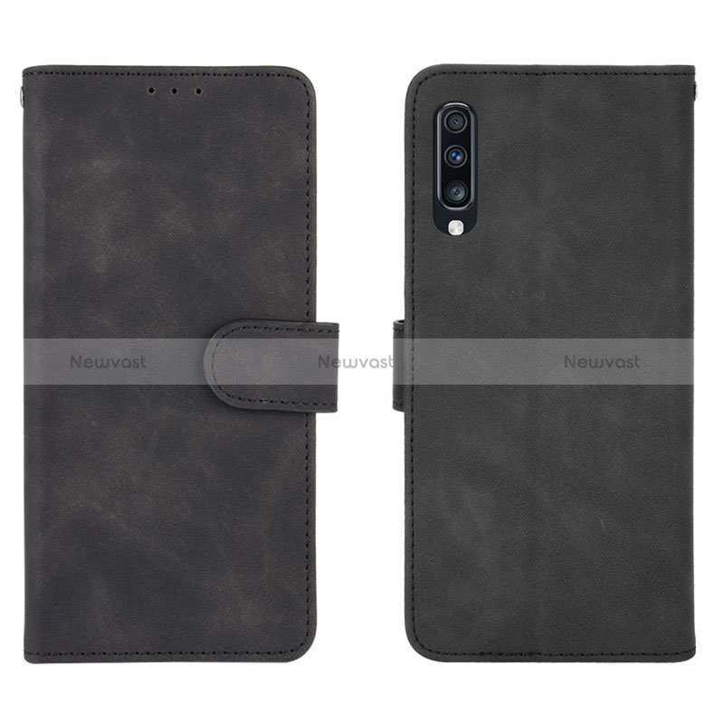 Leather Case Stands Flip Cover Holder L01Z for Samsung Galaxy A70 Black