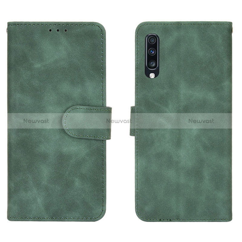 Leather Case Stands Flip Cover Holder L01Z for Samsung Galaxy A70S Green