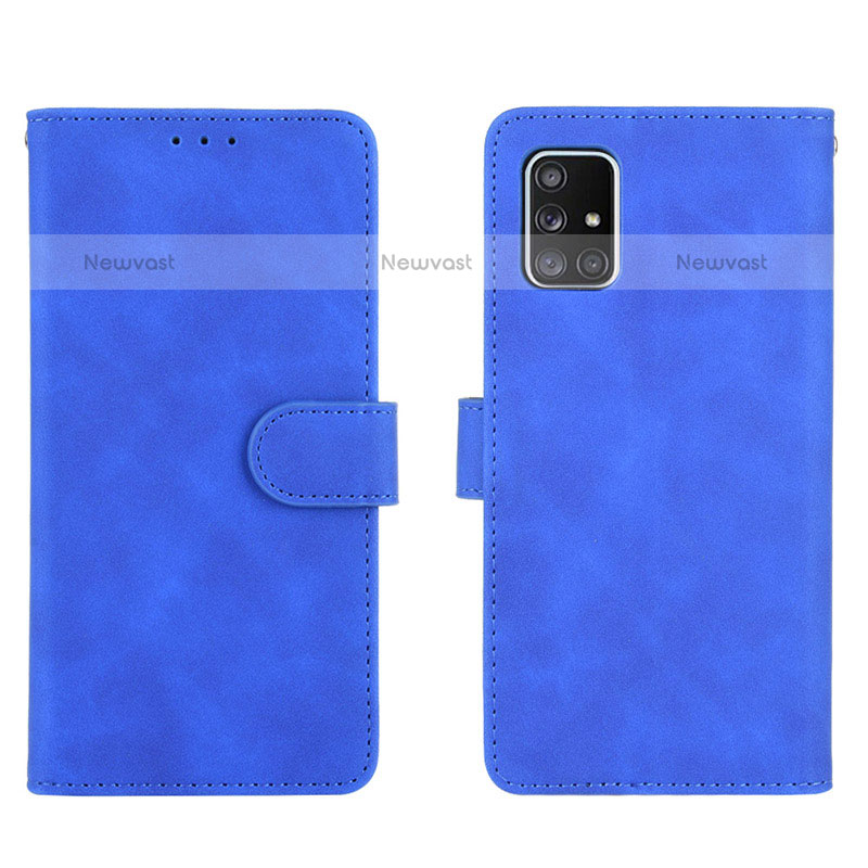 Leather Case Stands Flip Cover Holder L01Z for Samsung Galaxy A71 4G A715 Blue