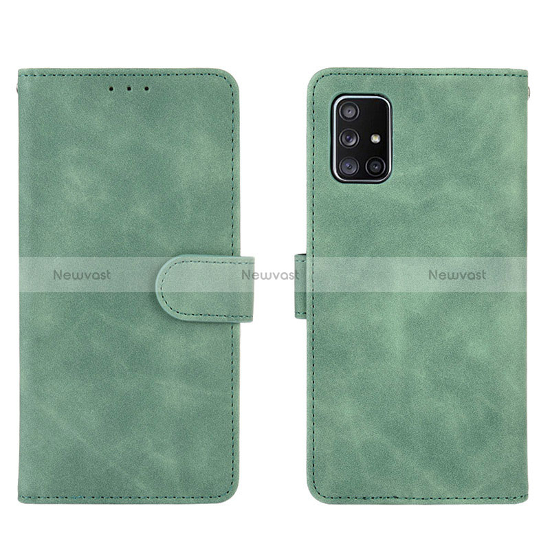 Leather Case Stands Flip Cover Holder L01Z for Samsung Galaxy A71 5G Green