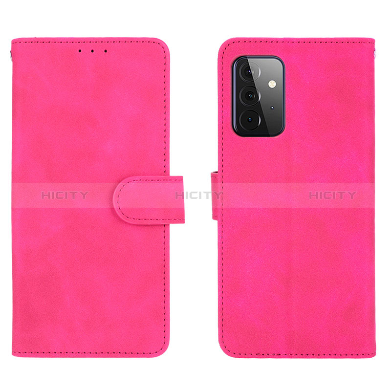 Leather Case Stands Flip Cover Holder L01Z for Samsung Galaxy A72 5G Hot Pink