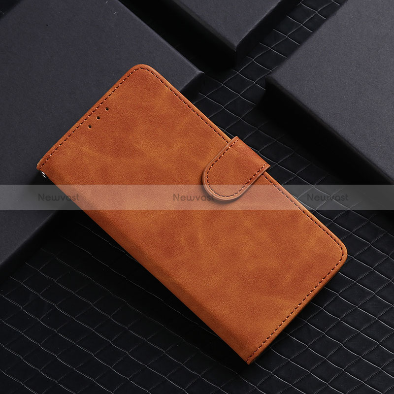 Leather Case Stands Flip Cover Holder L01Z for Samsung Galaxy A90 5G Brown