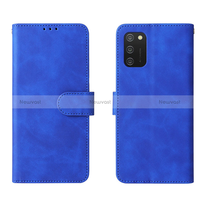 Leather Case Stands Flip Cover Holder L01Z for Samsung Galaxy F02S SM-E025F Blue