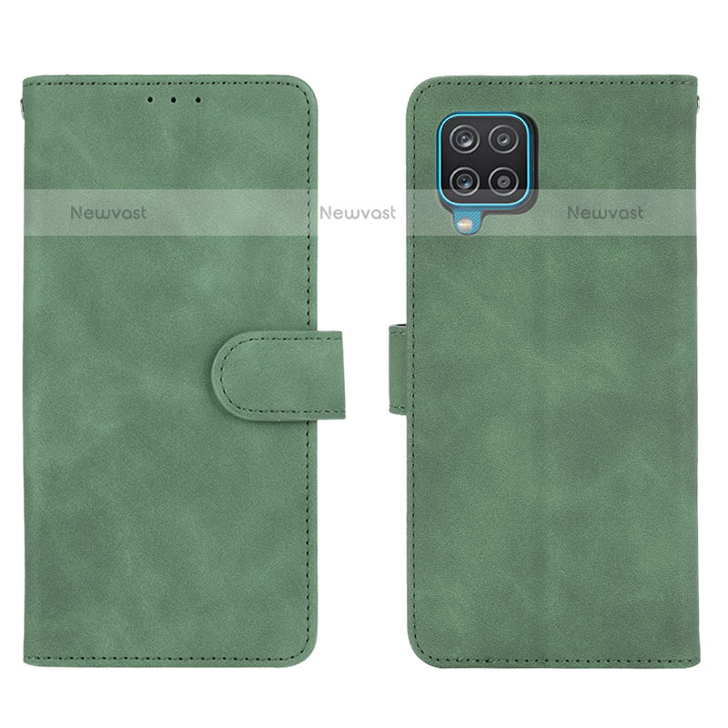 Leather Case Stands Flip Cover Holder L01Z for Samsung Galaxy F12 Green