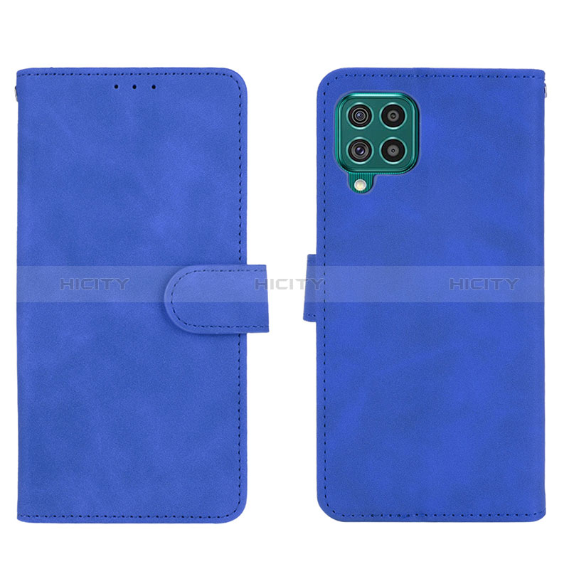 Leather Case Stands Flip Cover Holder L01Z for Samsung Galaxy F62 5G Blue