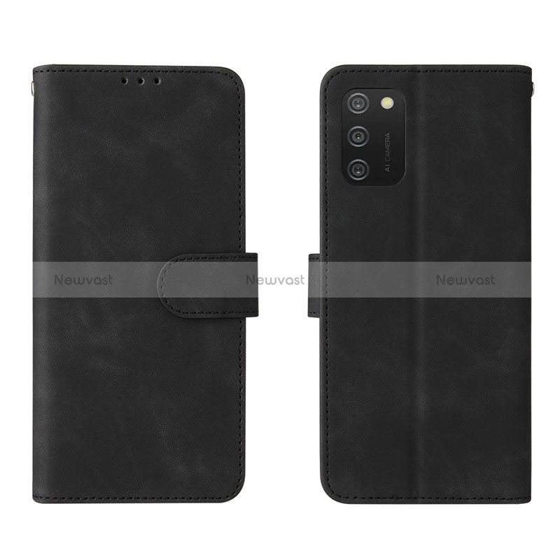 Leather Case Stands Flip Cover Holder L01Z for Samsung Galaxy M02s Black