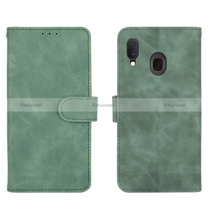 Leather Case Stands Flip Cover Holder L01Z for Samsung Galaxy M10S Green