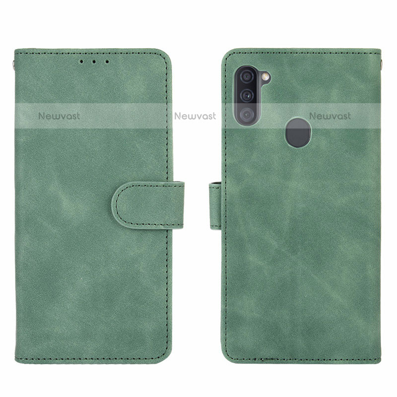 Leather Case Stands Flip Cover Holder L01Z for Samsung Galaxy M11 Green