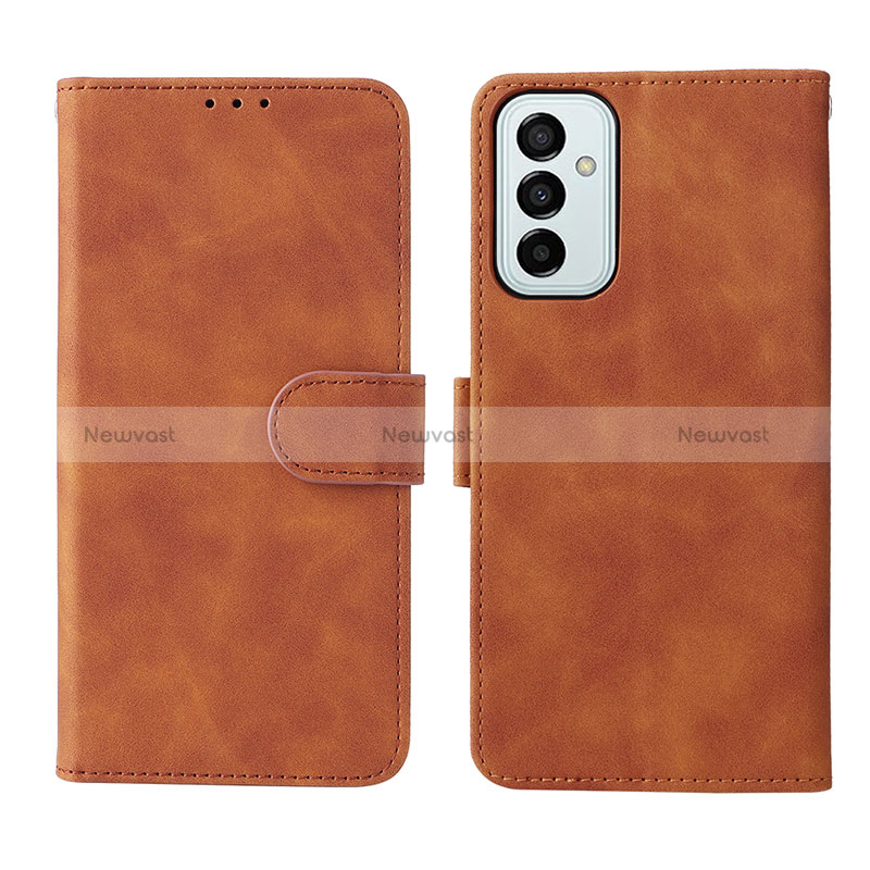 Leather Case Stands Flip Cover Holder L01Z for Samsung Galaxy M23 5G Brown