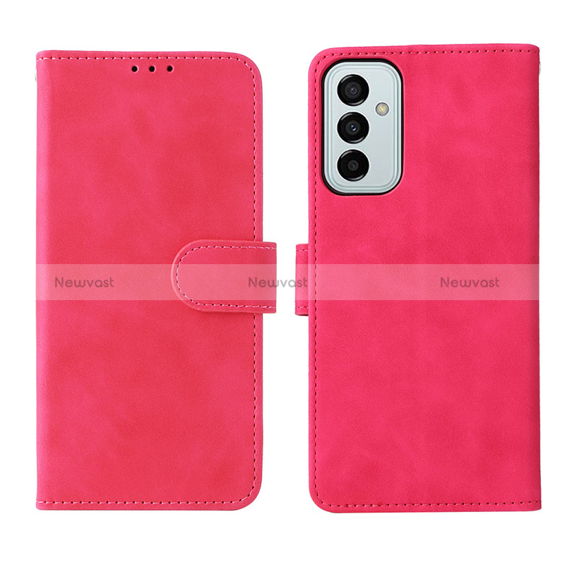 Leather Case Stands Flip Cover Holder L01Z for Samsung Galaxy M23 5G Hot Pink