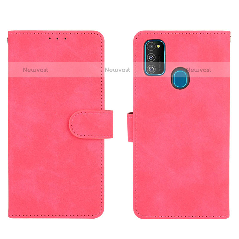 Leather Case Stands Flip Cover Holder L01Z for Samsung Galaxy M30s Hot Pink