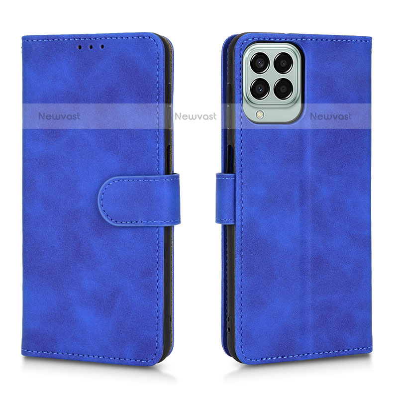 Leather Case Stands Flip Cover Holder L01Z for Samsung Galaxy M33 5G Blue
