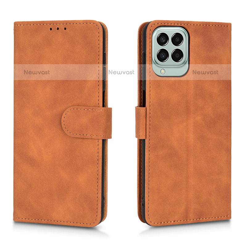 Leather Case Stands Flip Cover Holder L01Z for Samsung Galaxy M33 5G Brown