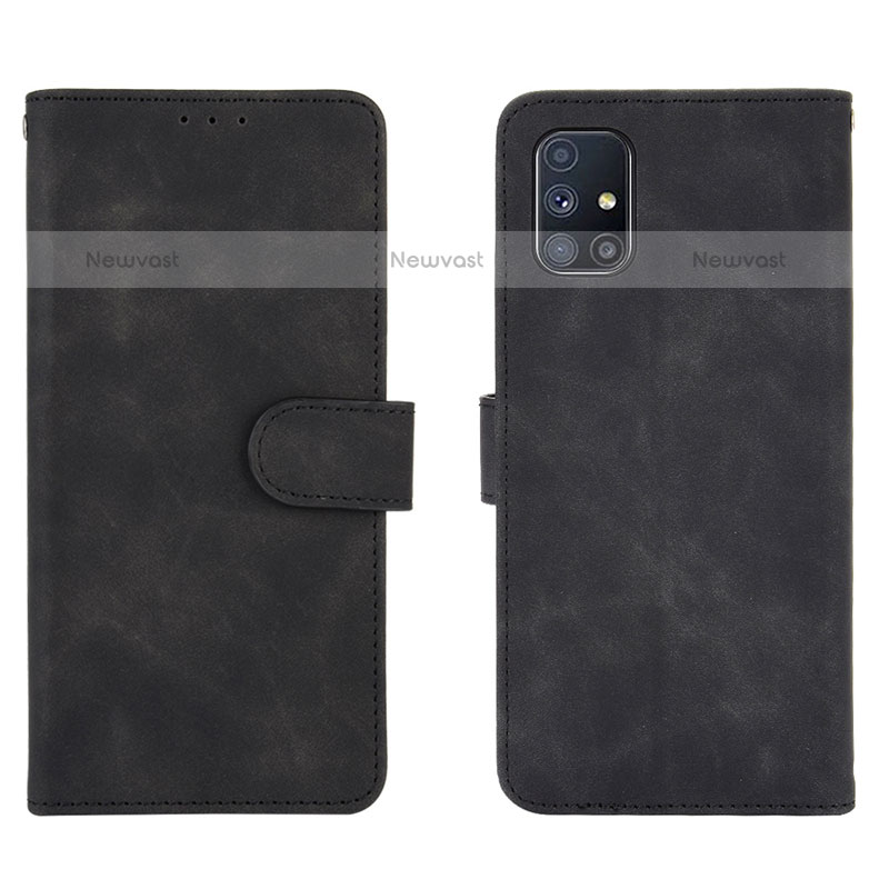 Leather Case Stands Flip Cover Holder L01Z for Samsung Galaxy M51 Black