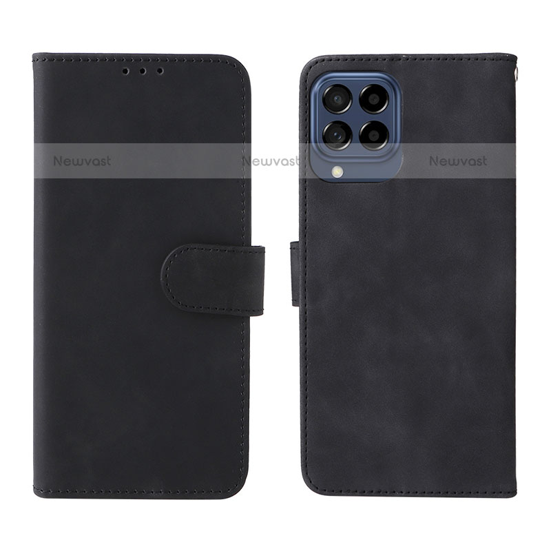 Leather Case Stands Flip Cover Holder L01Z for Samsung Galaxy M53 5G Black