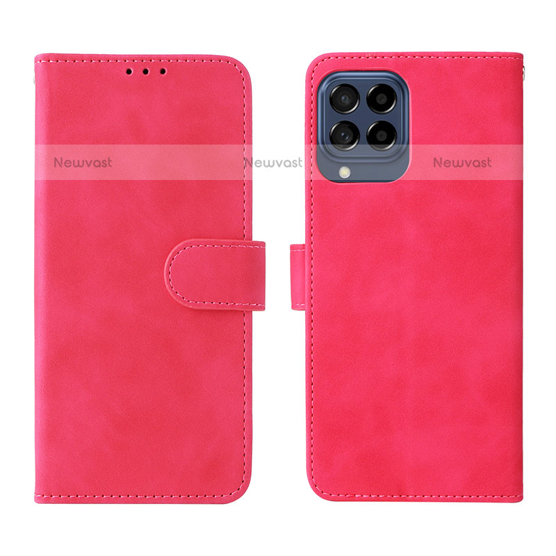 Leather Case Stands Flip Cover Holder L01Z for Samsung Galaxy M53 5G Hot Pink