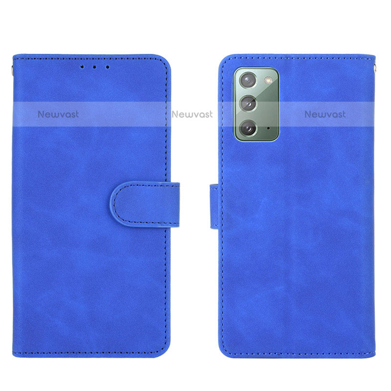 Leather Case Stands Flip Cover Holder L01Z for Samsung Galaxy Note 20 5G Blue