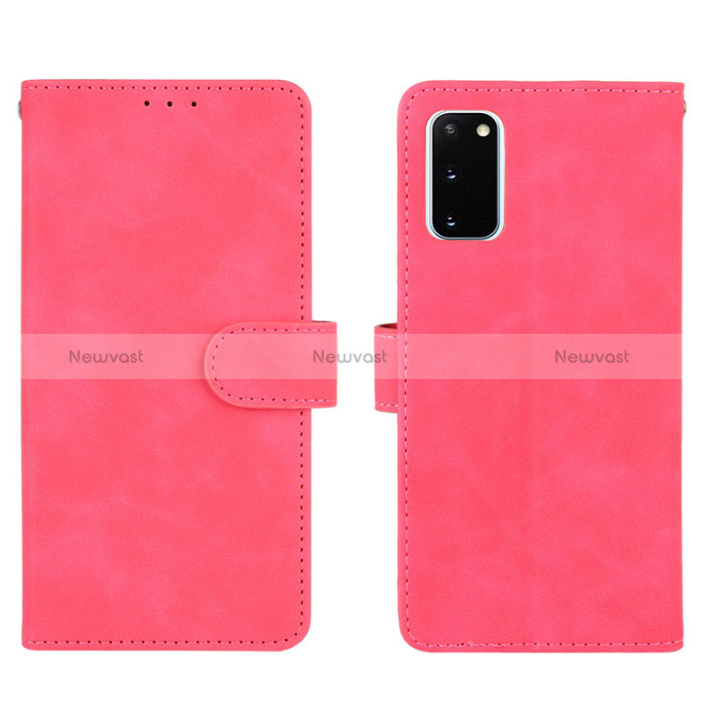 Leather Case Stands Flip Cover Holder L01Z for Samsung Galaxy S20 Lite 5G Hot Pink