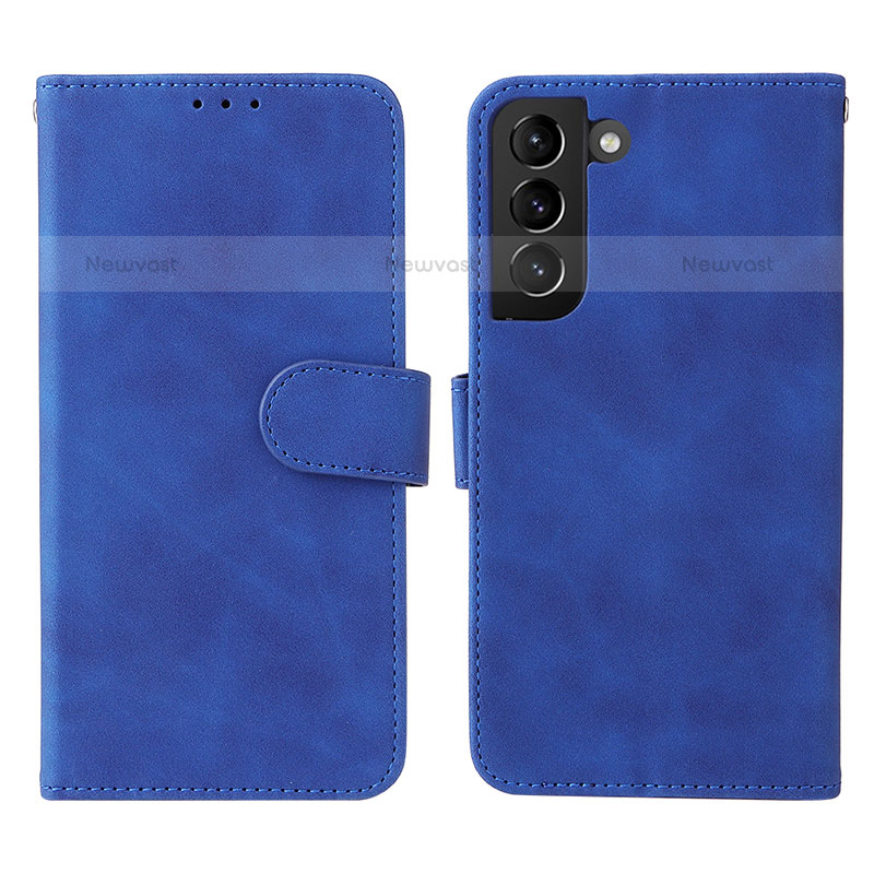 Leather Case Stands Flip Cover Holder L01Z for Samsung Galaxy S21 Plus 5G Blue