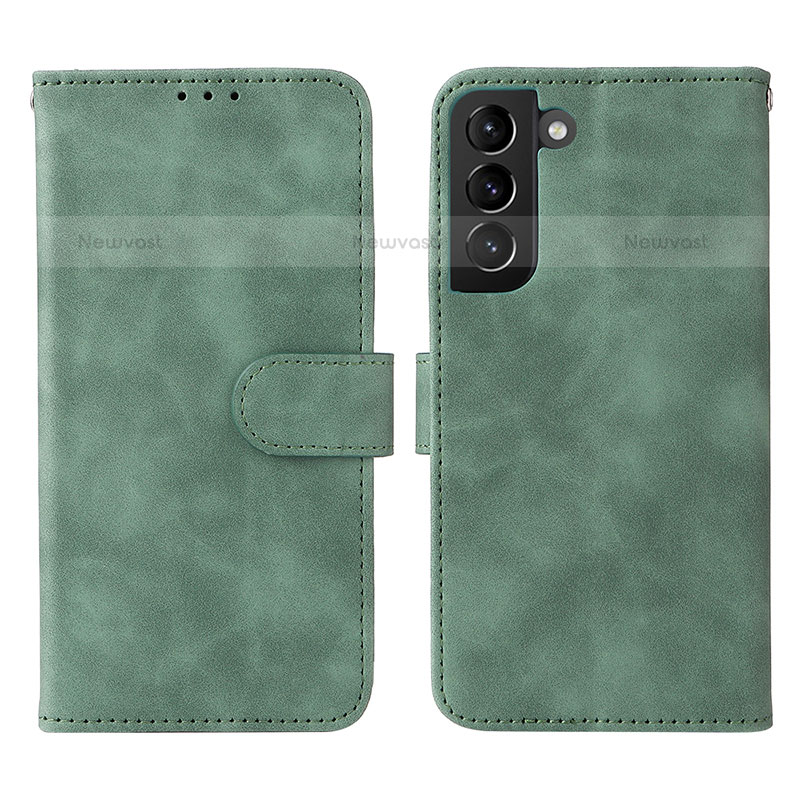 Leather Case Stands Flip Cover Holder L01Z for Samsung Galaxy S22 5G Green