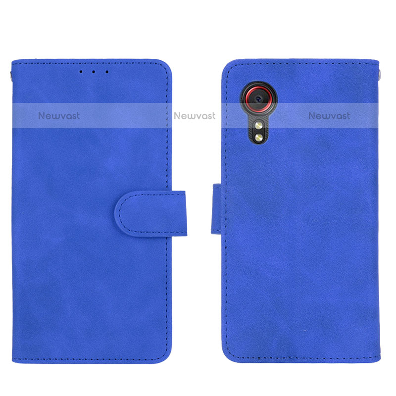 Leather Case Stands Flip Cover Holder L01Z for Samsung Galaxy XCover 5 SM-G525F Blue