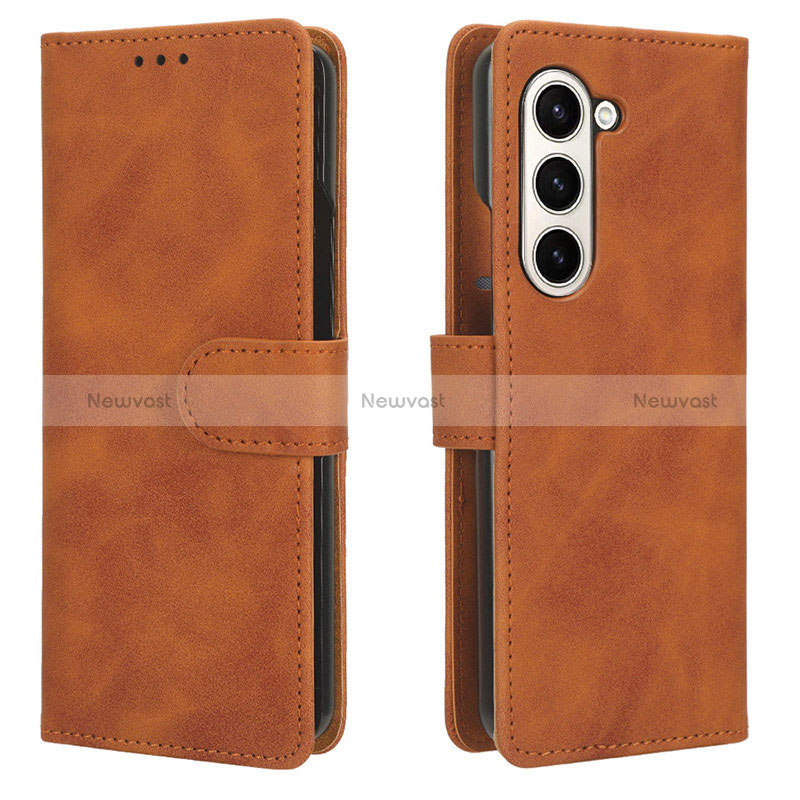 Leather Case Stands Flip Cover Holder L01Z for Samsung Galaxy Z Fold5 5G