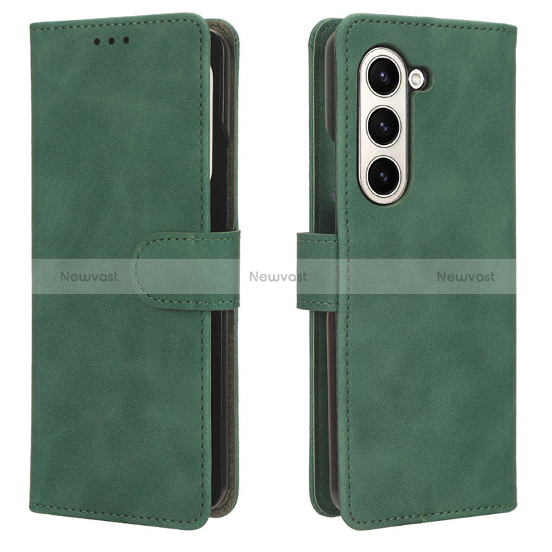 Leather Case Stands Flip Cover Holder L01Z for Samsung Galaxy Z Fold5 5G Green