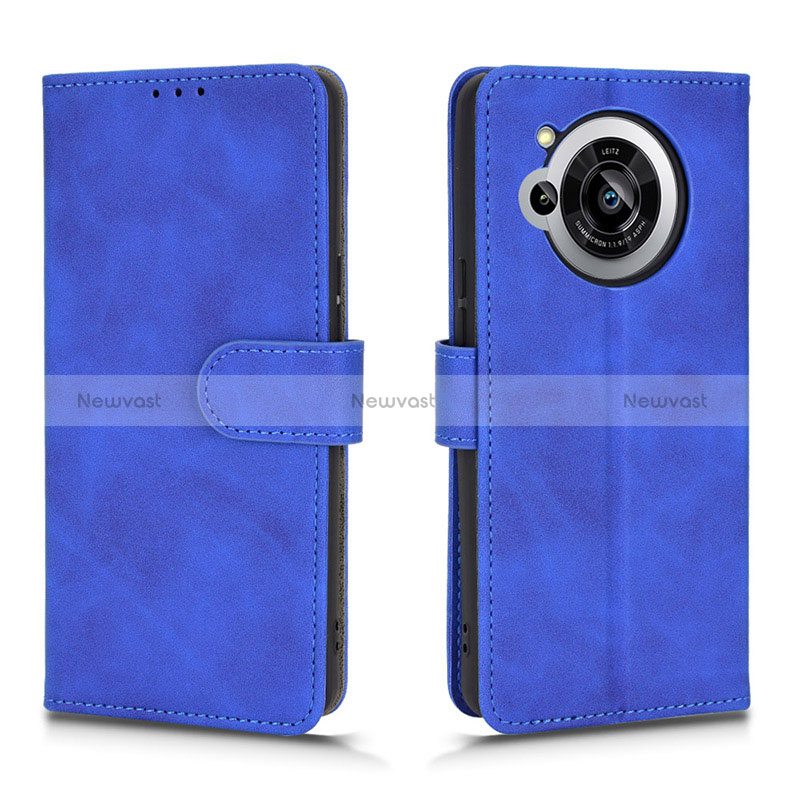 Leather Case Stands Flip Cover Holder L01Z for Sharp Aquos R7 Blue