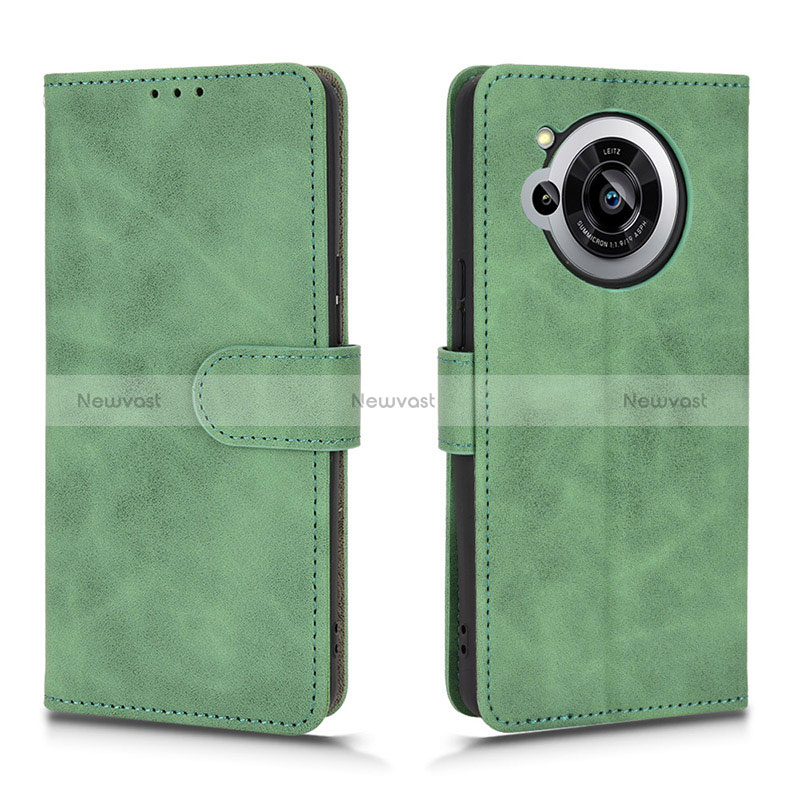 Leather Case Stands Flip Cover Holder L01Z for Sharp Aquos R7 Green