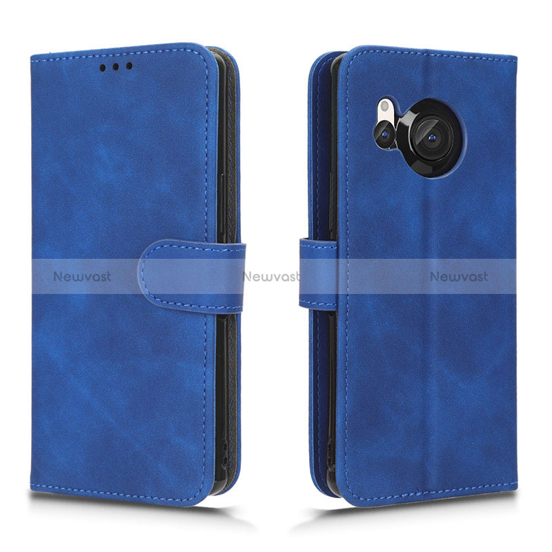 Leather Case Stands Flip Cover Holder L01Z for Sharp Aquos R8 Blue