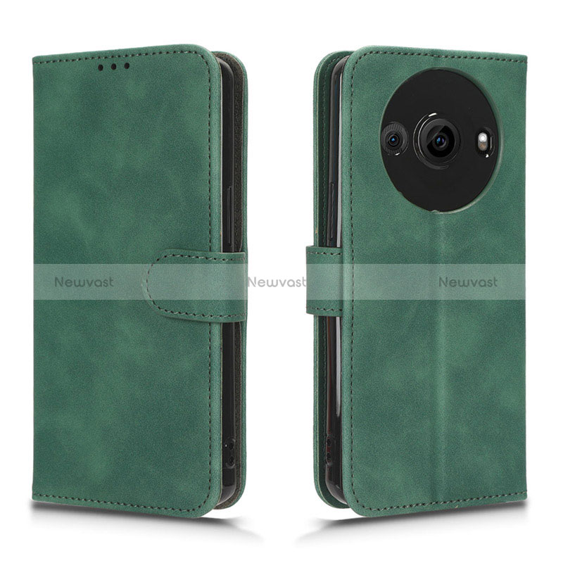 Leather Case Stands Flip Cover Holder L01Z for Sharp Aquos R8 Pro Green