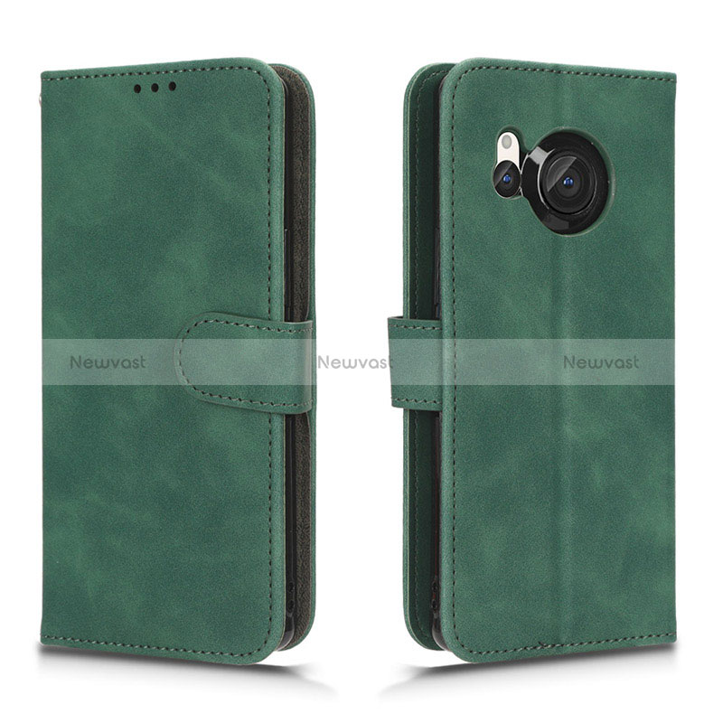 Leather Case Stands Flip Cover Holder L01Z for Sharp Aquos R8s Green