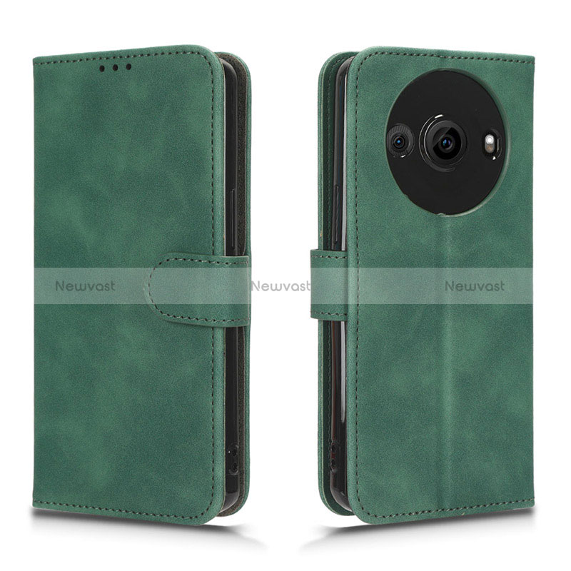 Leather Case Stands Flip Cover Holder L01Z for Sharp Aquos R8s Pro Green