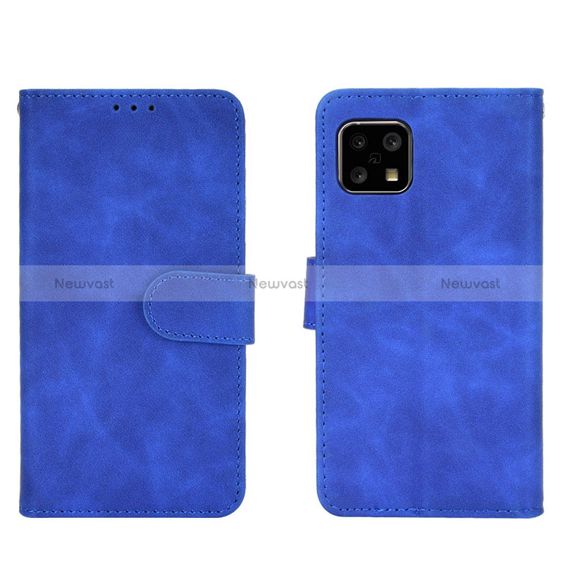 Leather Case Stands Flip Cover Holder L01Z for Sharp Aquos Sense5G Blue